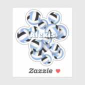 Sticker enfants nom bleu clair noir couleur équipe volleyb (Feuille)