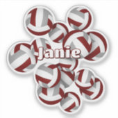 Sticker enfants nom maroon gris équipe couleurs volleyball (Devant)