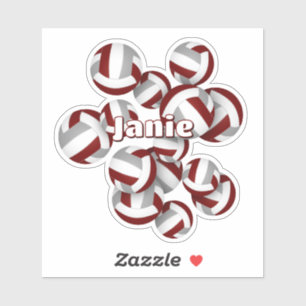 Sticker enfants nom maroon gris équipe couleurs volleyball