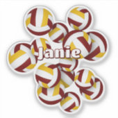 Sticker enfants nom maroon or équipe couleurs volleyballs (Devant)