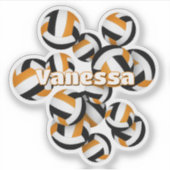 Sticker enfants nom orange noir équipe couleurs volleyball (Devant)