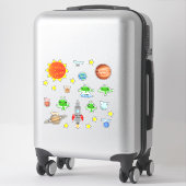 Sticker Enfants Nom Planètes Aliens Spaceships Système sol (Sur valise)