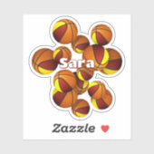 Sticker enfants nom sur maroon or équipe couleurs basket-b (Feuille)