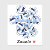 Sticker enfants nomment navy et lt blue volleyballs (Feuille)
