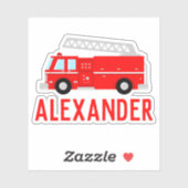 Sticker Enfants Red Fire Truck Nom (Feuille)