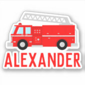 Sticker Enfants Red Fire Truck Nom (Devant)