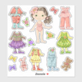 Sticker Enfants Robe-A-Brunette-Poupée (Feuille)