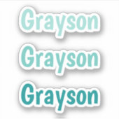 Sticker Enfants Typographie simple dans les rayures Turquo (Devant)