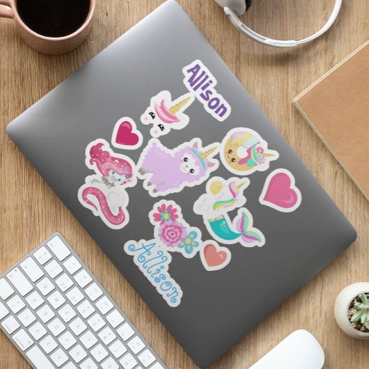 Sticker Enfants Unicorn Amis Personnalisé jeu de plaisir