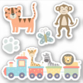 Sticker Enfants Zoo mignonne Animaux en train (Devant)