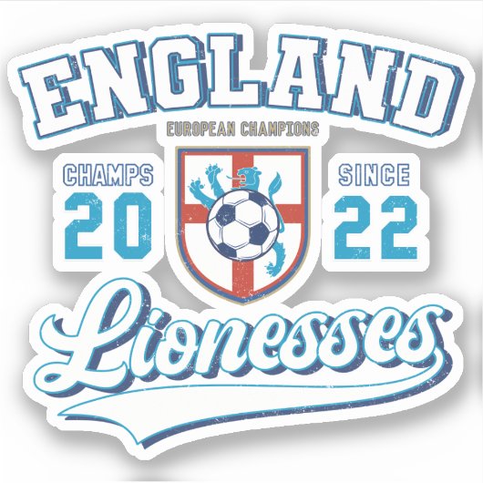 Sticker England Lionesses Champions 2022 College Style (Devant)
