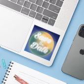 Sticker Enregistrer la lune magique de la date (Ordinateur portable avec iPhone)