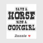 STICKER ENREGISTRER UN CHEVAL UNE COWGIRL (Feuille)