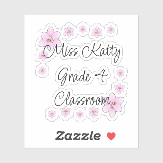 Sticker enseignant de fleurs roses (Feuille)