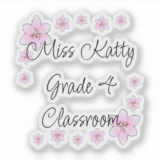 Sticker enseignant de fleurs roses (Devant)