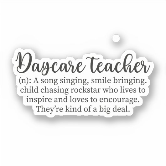 Sticker Enseignant en garderie, Fournisseur de garderies,  (Devant)