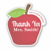 Sticker Enseignant Merci Rouge Pomme personnalisée (Devant)