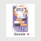 Sticker ENSEIGNANTS ANGLAIS Cadeau - Cute Kawaii Chat Purp (Feuille)
