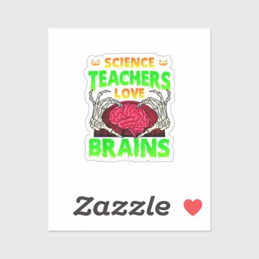 Sticker Enseignants Cerveaux Squelette Coeur main Hallowee (Feuille)