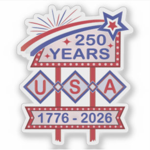 Sticker Enseigne de marquise rétro USA 250e anniversaire 1
