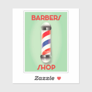 Sticker Enseigne de poteau vintage de salon de coiffure po