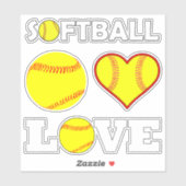 Sticker Ensemble 4 Fastpitch Softball Player Love Sports (Feuille)
