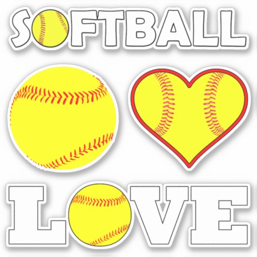 Sticker Ensemble 4 Fastpitch Softball Player Love Sports (Devant)