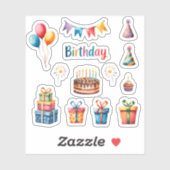 Sticker Ensemble Aquarelle Anniversaire (Feuille)