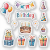 Sticker Ensemble Aquarelle Anniversaire (Devant)