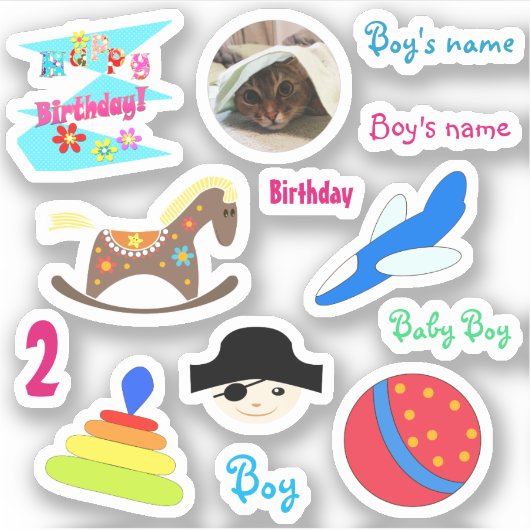 Sticker Ensemble bébé pour garçon, garçon, ensemble jouets (Devant)