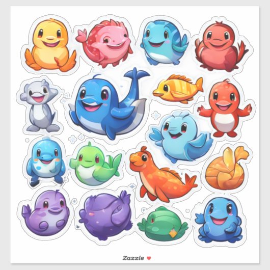 Sticker Ensemble brillant d'autocollants animaliers (Feuille)