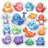 Sticker Ensemble brillant d'autocollants animaliers (Devant)