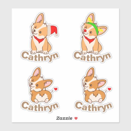 Sticker Ensemble Corgi personnalisé (Feuille)