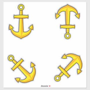 Sticker Ensemble d'ancre de bateau doré de dessin animé