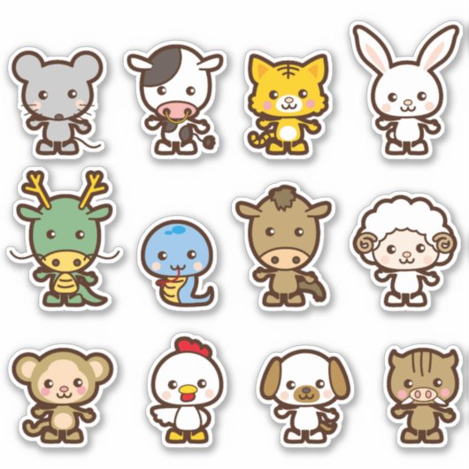 Sticker ensemble d'animaux (Devant)