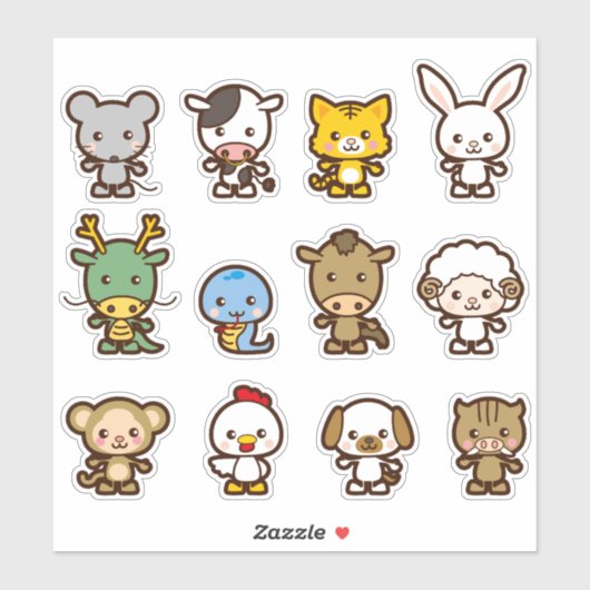 Sticker ensemble d'animaux (Feuille)