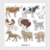 Sticker ensemble d'animaux de ferme (Feuille)
