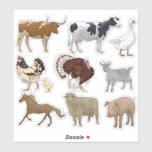 Sticker ensemble d'animaux de ferme (Feuille)