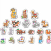 Sticker ensemble d'animaux de forêt mignons (Devant)