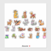 Sticker ensemble d'animaux de forêt mignons (Feuille)