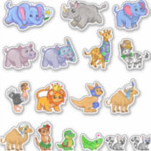 Sticker ensemble d'animaux de safari mignons (Devant)