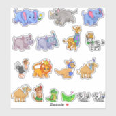 Sticker ensemble d'animaux de safari mignons (Feuille)