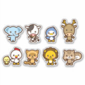 Sticker ensemble d'animaux mignons (Devant)