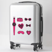 Sticker Ensemble d'articles roses et noirs (Sur valise)