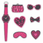 Sticker Ensemble d'articles roses et noirs (Devant)