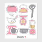Sticker Ensemble d'autocollants Appareils de cuisine Cuiss (Feuille)