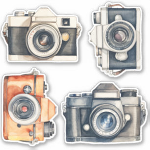 Sticker Ensemble d'autocollants Appareils photo SLR vintag