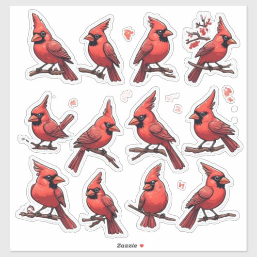 Sticker Ensemble d'autocollants Cardinal Rouge – Décoratio (Feuille)