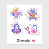 Sticker Ensemble d'autocollants d'amour mignon (Feuille)