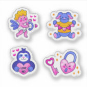 Sticker Ensemble d'autocollants d'amour mignon (Devant)